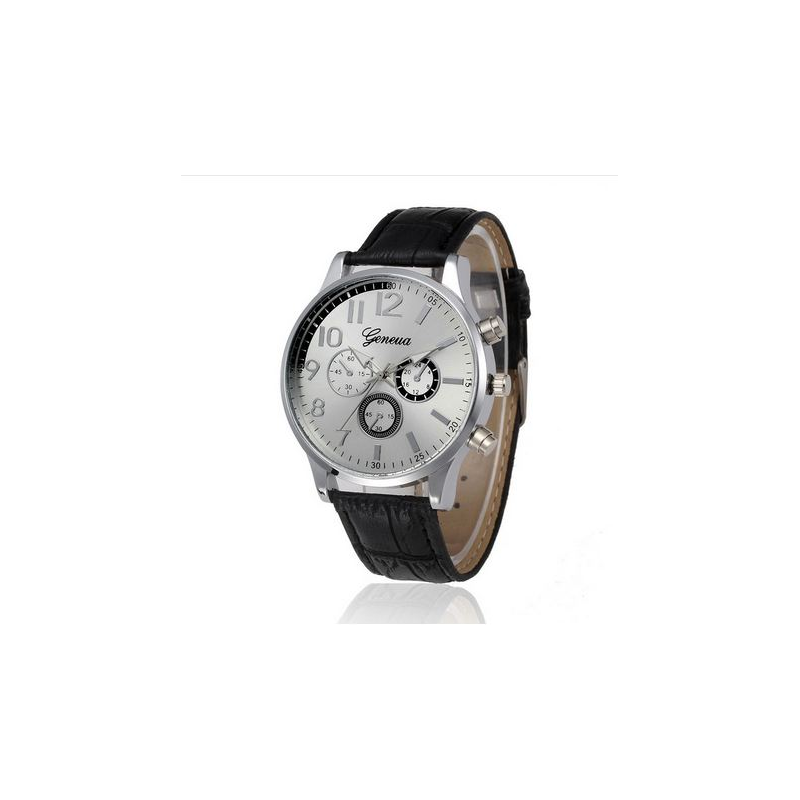 LAIKRODIS SU ODINE APYRANKE „GENEVA PU“, BLACK LAIKRODIS SU ODINE APYRANKE „GENEVA PU“, BLACK