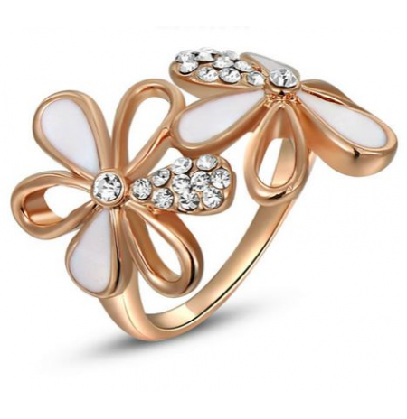 ŽIEDAS SU AUSTRIŠKAIS STIKLO KRISTALAIS “GĖLĖ GĖLĖ“, 18 DYDIS