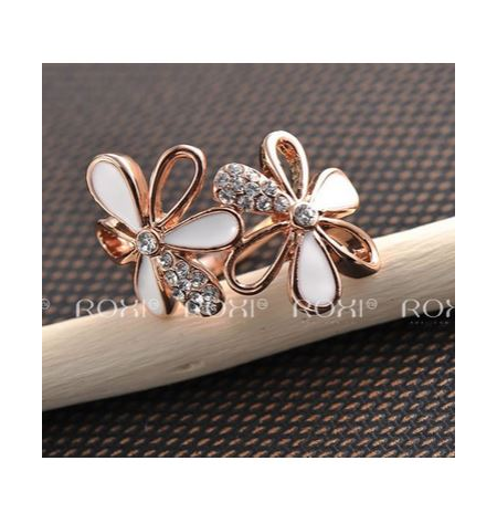 ŽIEDAS SU AUSTRIŠKAIS STIKLO KRISTALAIS “GĖLĖ GĖLĖ“, 18 DYDIS