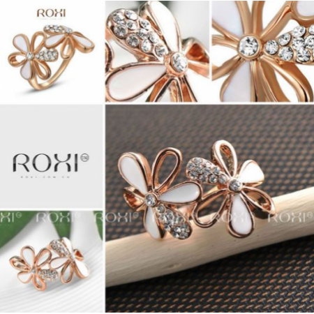 ŽIEDAS SU AUSTRIŠKAIS STIKLO KRISTALAIS “GĖLĖ GĖLĖ“, 18 DYDIS